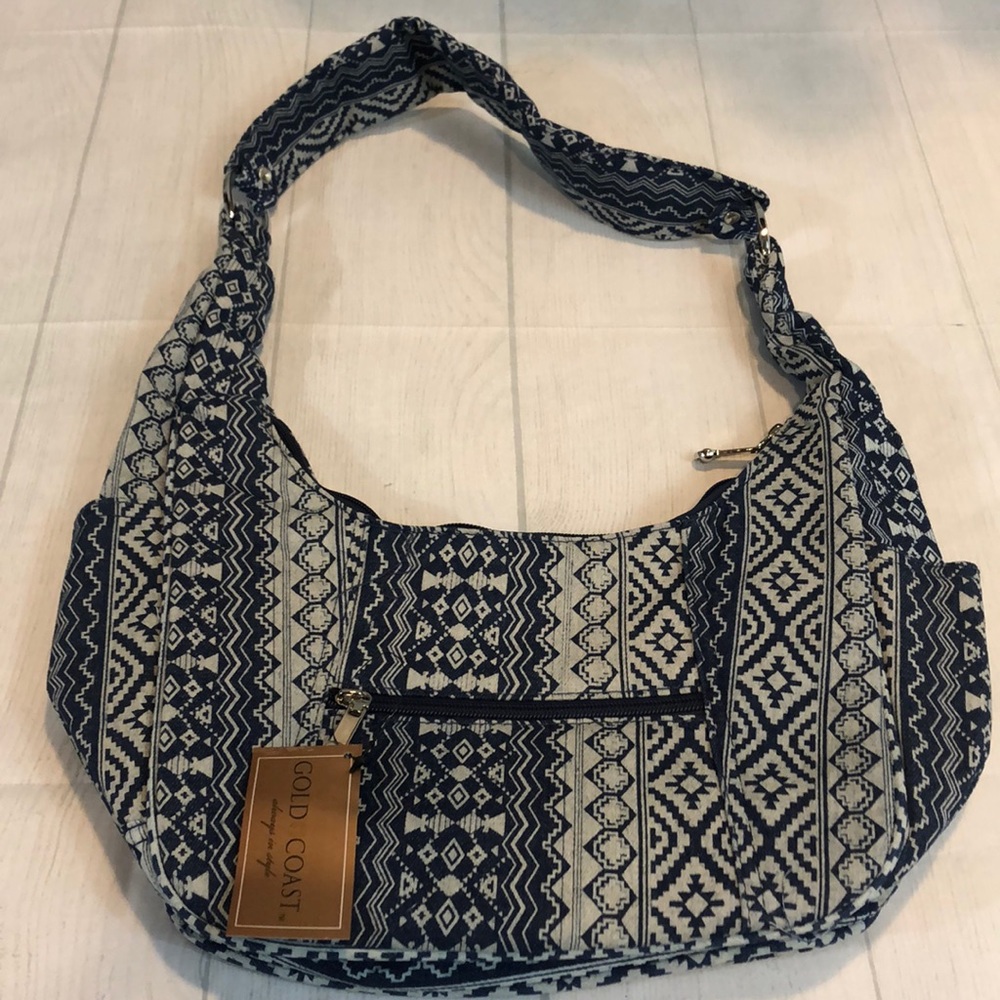 Gold Coast Denim Aztec Print Hobo Bag - Picture 2 of 7
